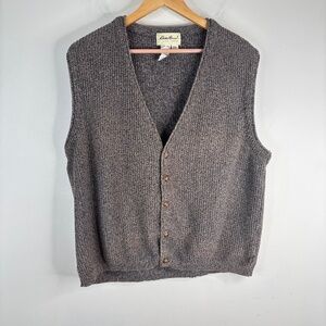 Vintage Eddie Bauer Sweater Mens L Made in USA Brown Academia Grandpa Heritage